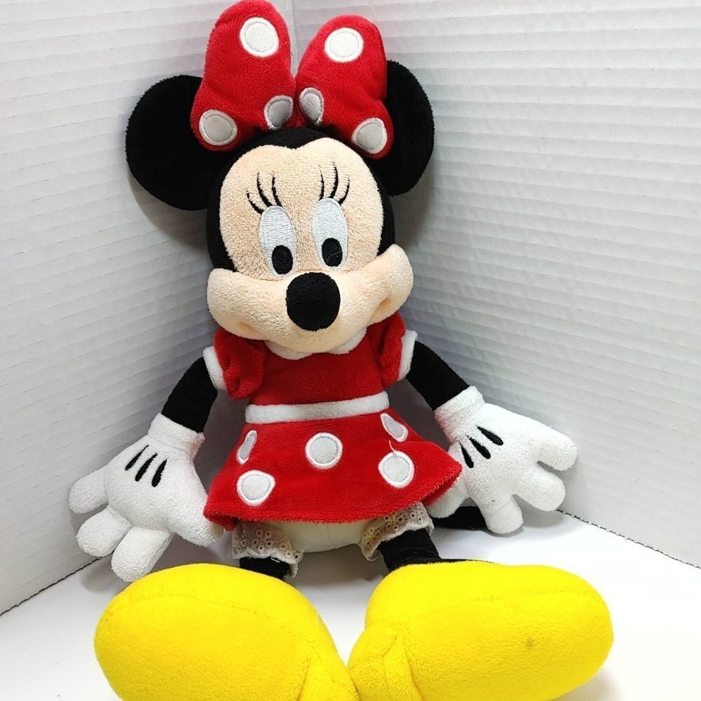 MINNIE MOUSE Disney Plush Stuffed Animal Toy Parks Large 16" Red Polka Dot Dress